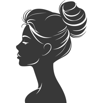 AI generated Silhouette women head thick black color only png