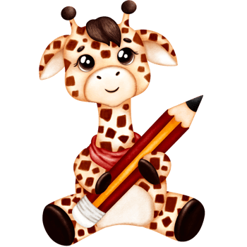 Cartoon giraffe with pencil clipart, giraffe clipart, animal clipart. png