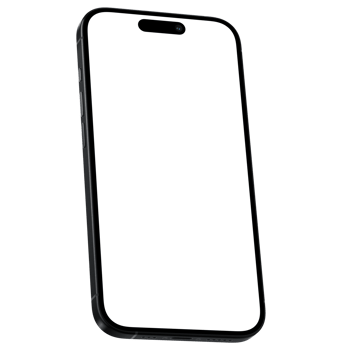 Isometric style photo of black smartphone similar to iphone without background. Template for mockup png