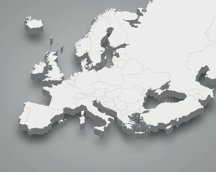 Europe 3d map with borders states vector
