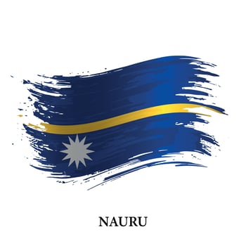 Grunge flag of Nauru, brush stroke vector