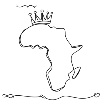 AI generated minimalist graphic line drawing of africa with a gold crown png