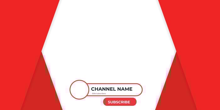 A red and white background with a button for channel name vector