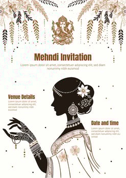 Indian bride mehndi template best for mehndi invitation ceremony vector