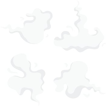 Cartoon Smoke Cloud in Abstract Design Style. Isolated on White Background, Vector Illustration.