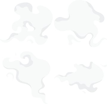 Cartoon Smoke Cloud in Abstract Design Style. Isolated on White Background, Vector Illustration.