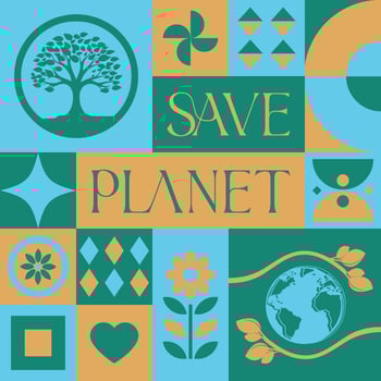happy earth day seamless pattern in scandinavian style postcard with Retro clean concept design vector