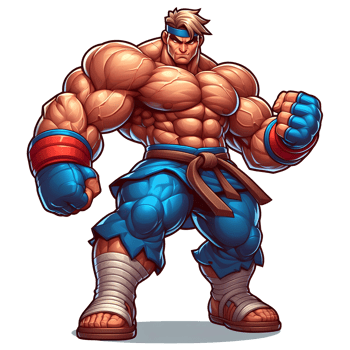 AI generated Powerful Game Character with Muscular Build on Transparent Background png