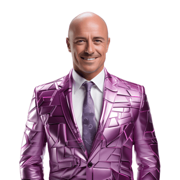 AI generated A Happy Bald Businessman in a Colorful Business Suit Isolated on Transparent Background. Generative Ai png