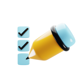 3d rendering checklist icon with yellow pencil. Business management concept icon. 3d illustration png