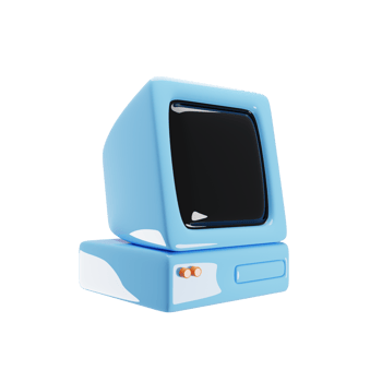 Old computer icon with blue color. 3d rendering illustration png