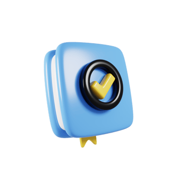 Blue book icon with yellow checklist sign. 3d rendering illustration png