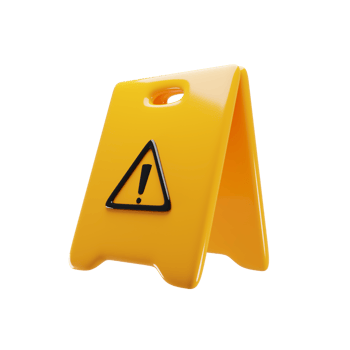 Wet floor caution plastic sign icon with cartoon concept. 3d rendering illustration png