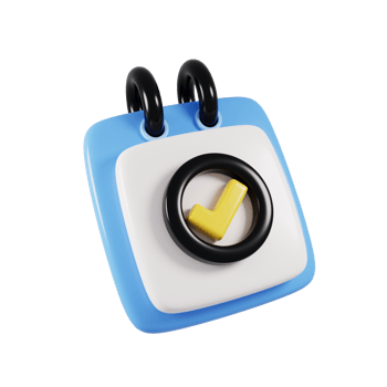 Cartoon style notepad with yellow checklist icon. 3d rendering illustration png