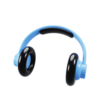 3d rendering cartoon style headphone icon. User interface icon concept png