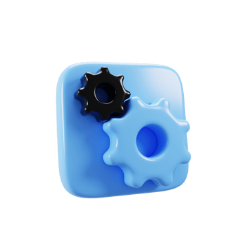 3d rendering simple blue gear setting icon concept. 3d illustration png