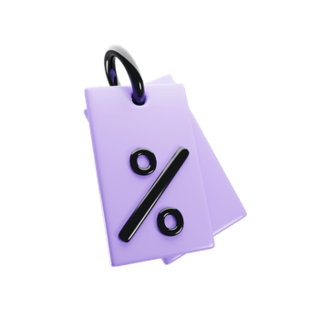 Price tag with percent symbol icon. Shopping discount concept. 3d rendering illustration png