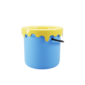 3d paint bucket icon with dripping yellow paint. 3d rendering illustration png