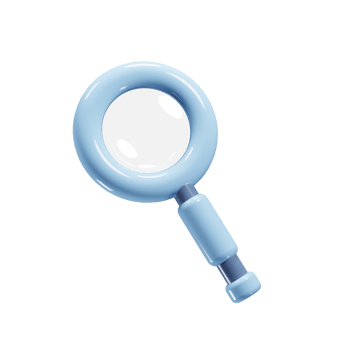 Magnifying glass with cartoon style suitable for website design presentation. 3d rendering icon png