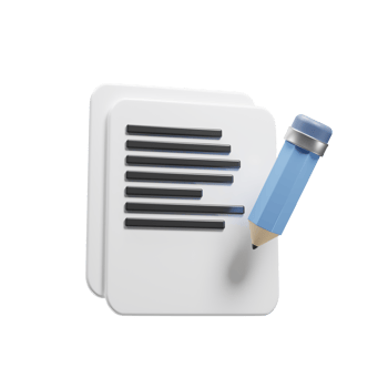 Cartoon style paper sheet with pencil icon on 3d rendering. 3d illustration icon for website design presentation png