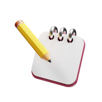 3d white sheet and pencil with cartoon style. 3d render business icon concept png