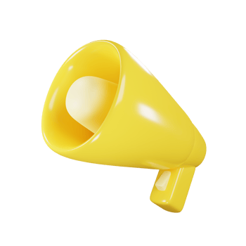 Yellow megaphone icon with cartoon style. Social media icon concept. 3d rendering png