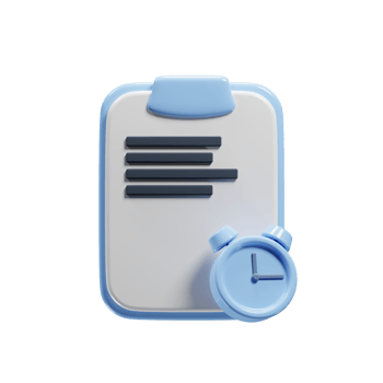3d illustration of paper clipboard with clock icon suitable for website design. 3d rendering icon png