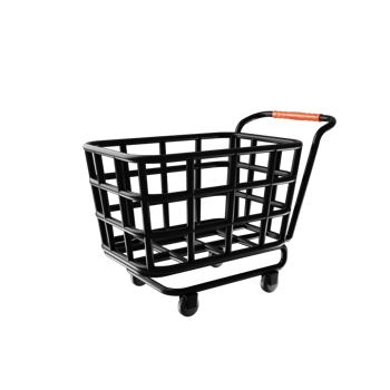 Shopping trolley icon with black color on 3d rendering. 3d illustration png