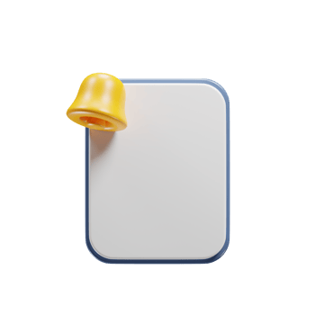 3d illustration of blank sheet with bell notification icon. 3d rendering icon png