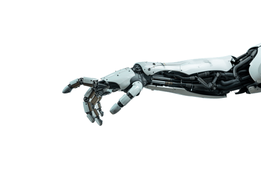 AI generated Biomechanical cyborg robotic hand pointing his finger png
