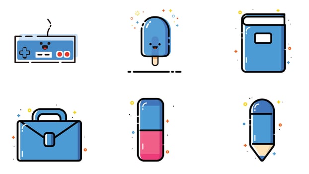 Abstract blue and yellow icon set vector illustrations
