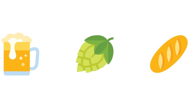 Food and fruits vector icon set for children stories and coloring books