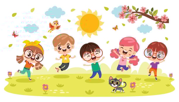 Group Of Happy Cartoon Kids vector
