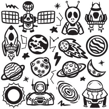 Space Element Set Doodles vector