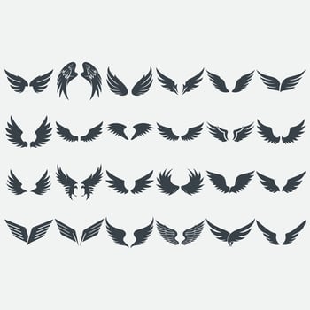 wings icon set vector
