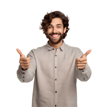 AI generated Portrait of young man pointing with surprised expression attractive cheerful amazed, isolated on white background png