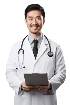 AI generated Portrait of young doctor man happy smiling png