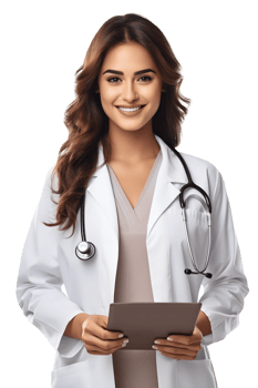 AI generated Portrait of docto young woman happy smiling png