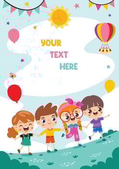 Cartoon Multicultural Kids Holding Hands vector