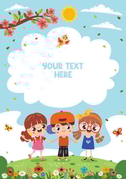 Cartoon Multicultural Kids Holding Hands vector
