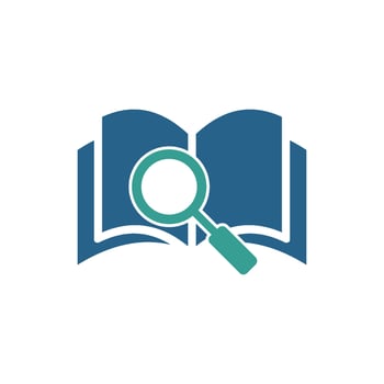Book and Magnifying Glass Icon Vector Template Illustration Design