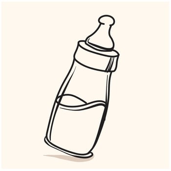 Sketch Baby bottle with illustration style doodle and line art vector
