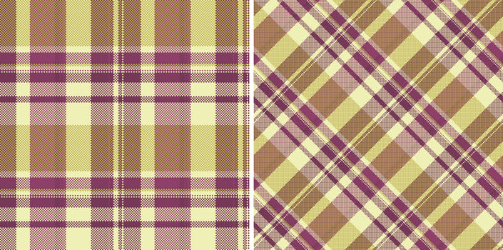 Check vector textile of plaid tartan fabric with a seamless texture background pattern. Set in retro colors. Style inspiration for women.