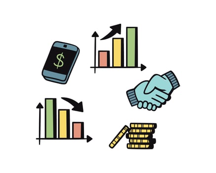 Business and finance related icons over white background. colorful design. vector illustration