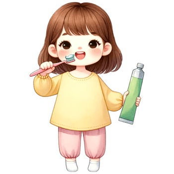 AI generated Watercolor Cute Girl Brushing Her Teeth Clipart AI Generative png