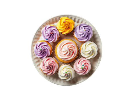 AI generated a plate of cupcake png