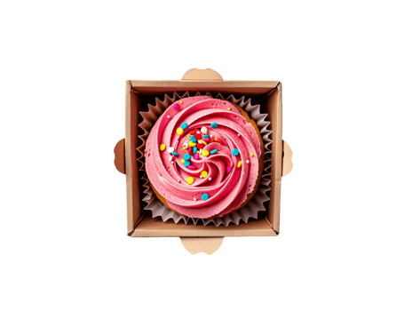 AI generated a box of cupcakes on a transparent background png
