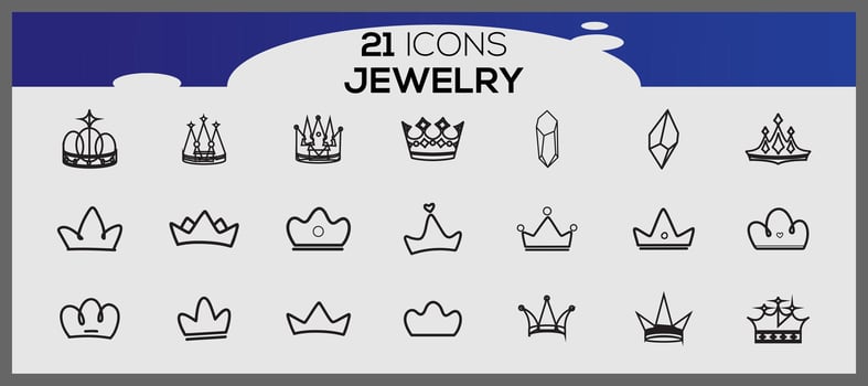 Vector precious jewels icon set jewellery 21 line icon pack jewelry and gemstones line vector icons