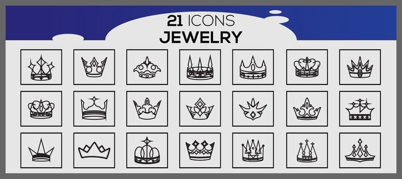Vector precious jewels icon set jewellery 21 line icon pack jewelry and gemstones line vector icons