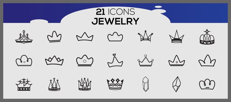 Vector precious jewels icon set jewellery 21 line icon pack jewelry and gemstones line vector icons